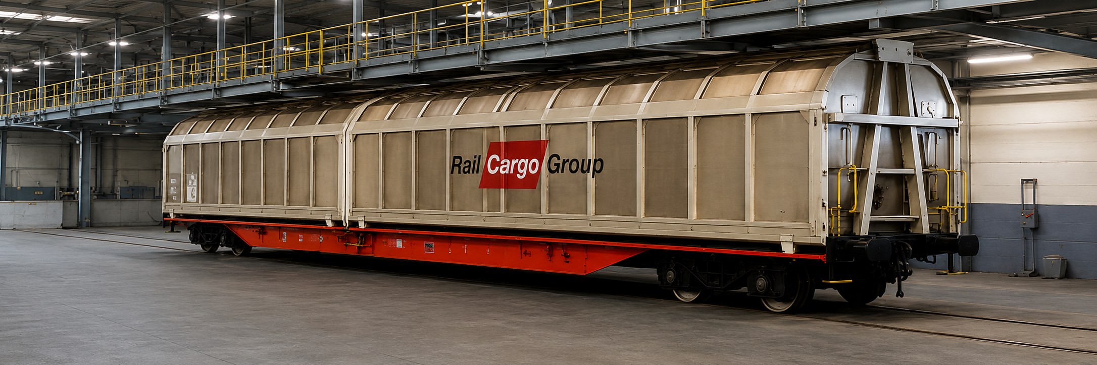 Coated freight wagon in a rail facility