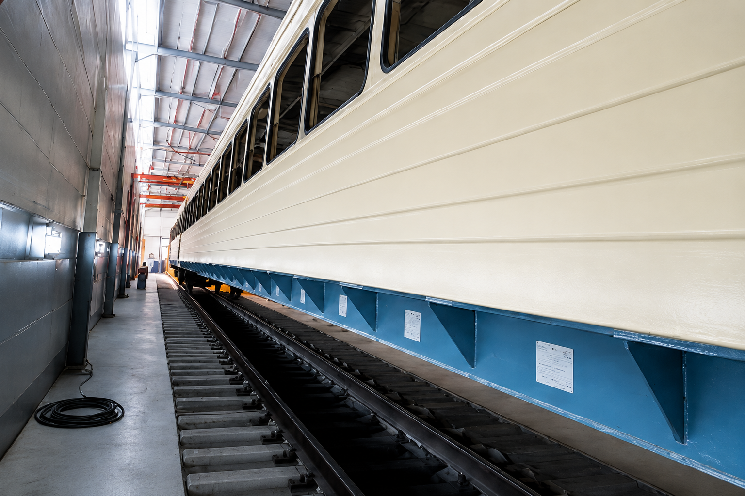 Coated interior side of a rail vehicle